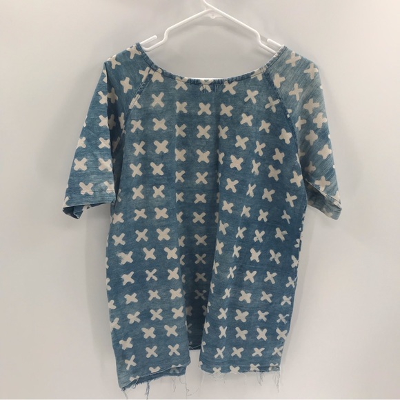 Anthropologie PO-EM Tunic Chambray Blue X’s Sz Medium - Picture 3 of 8